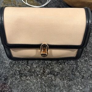 Chic Tan and Black Clutch with Gold Accent